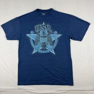 TNT USA Eagle Graphic T-Shirt Mens Medium Blue 2008 Patriotic Star Distressed